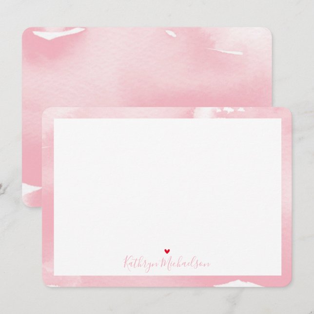 MERCI NOTE Aquarelle mignonne jolie rose pâle (Devant / Derrière)