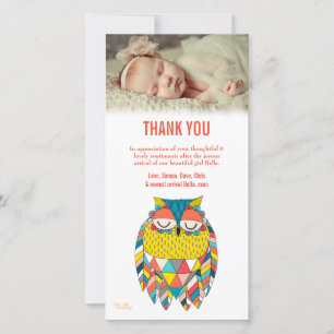 Merci Note Aztec Baby Owl Carte photo Modèle