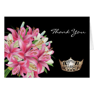 Merci Note Card-Crown & Lillies