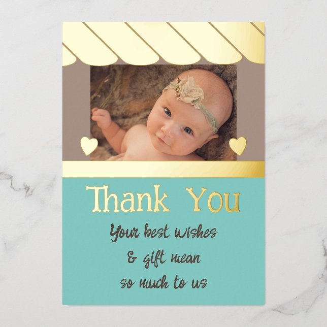 Merci nouveaux cadeaux pour bébés carte de papier  (Recto)