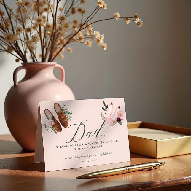 Merci papa | Marcher près de My Side Watercolor Ch (Thanks Dad | Walking by My Side Watercolor Shoes Thank You Card)