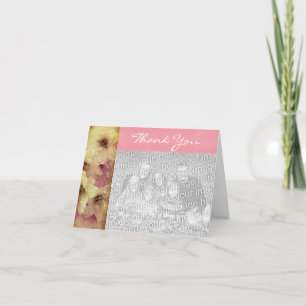 Merci personnalisé en fleurs roses Carte photo