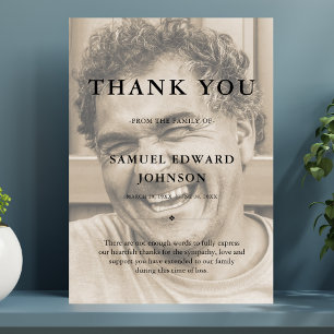 Merci Personnalisé Funérailles Photo Sympathie Gri