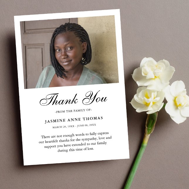 Merci Personnalisé Funérailles Photo Sympathie Gri (Sympathy Thank You Card)