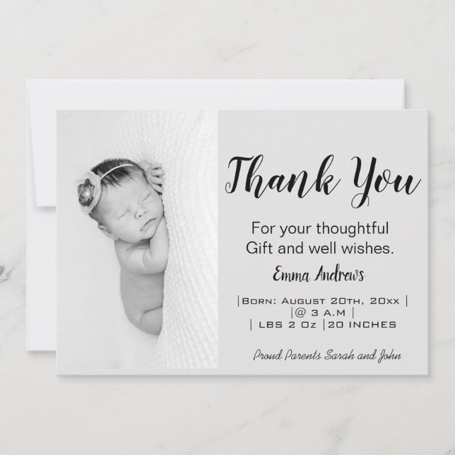 Merci photo bébé Faire-part de naissance (Devant)