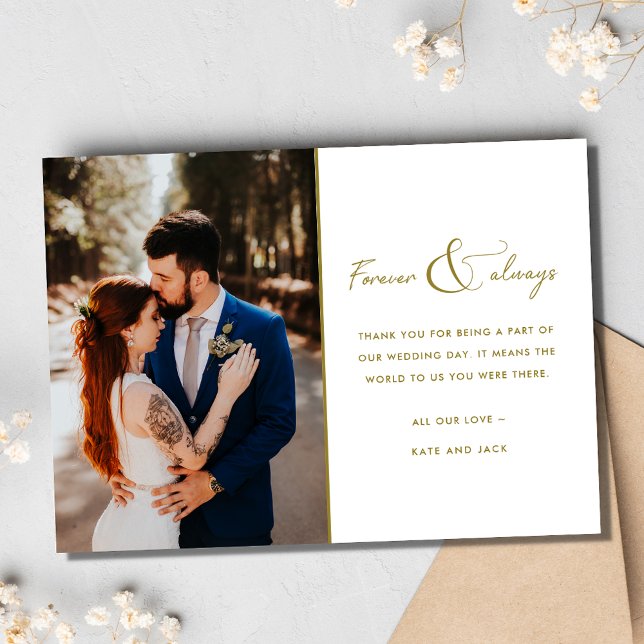 Merci photo de mariage toujours élégant (Forever Always Elegant Wedding Photo Thank You)