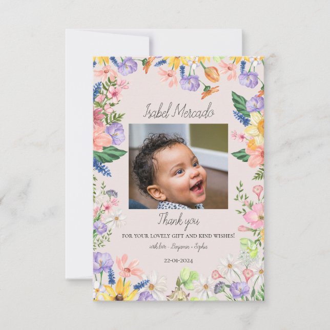 Merci photo du Baby shower de printemps fleur sauv (Devant)
