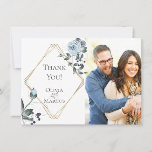 Merci photo mariage Floral bleu Dusty
