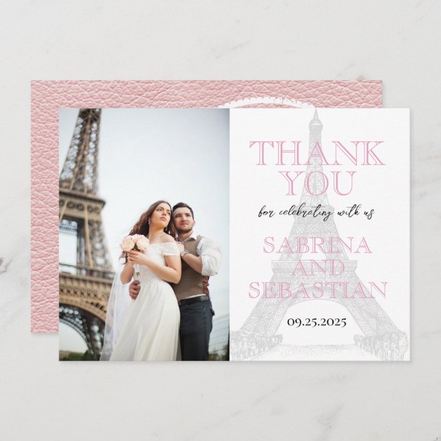 Merci photo Mariage Paris rose (Devant / Derrière)