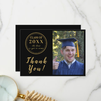 Merci photo moderne Black & Gold Graduation