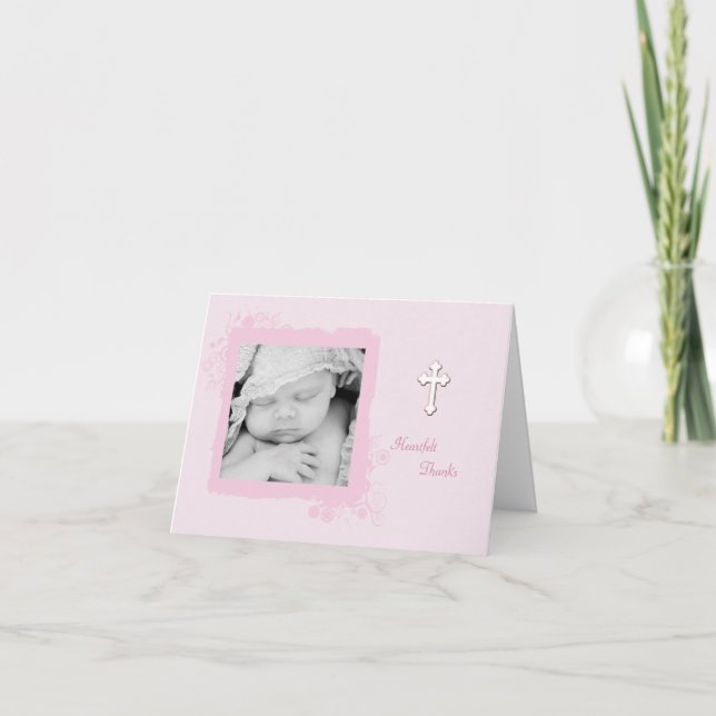 Merci photo rose doux/carte d'invitation (Devant)