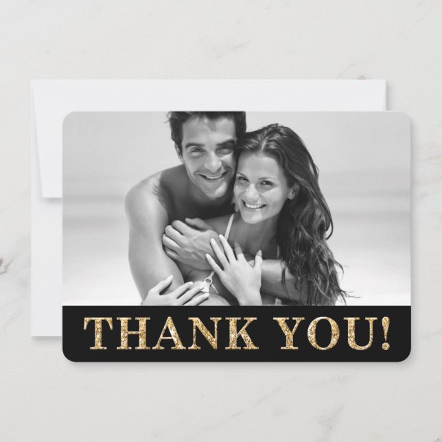 MERCI PHOTO texte pailleté or mariage mignon (Devant)