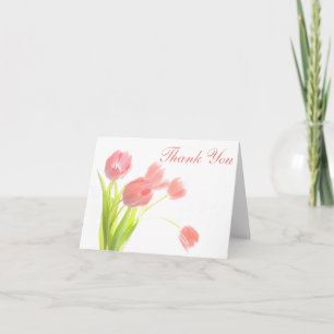 Merci Pink Day Tulips Floral Carte pour notes - Bl