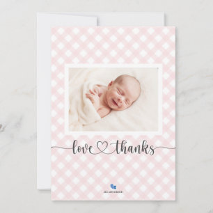 Merci Pink En vichy Carte photo Faire-part de nais