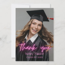 Merci Pink Neon Moderne Graduation