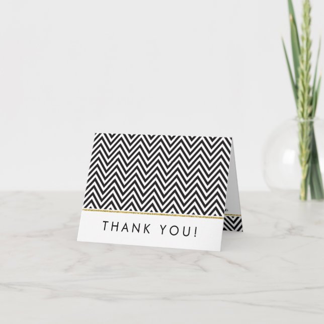 MERCI PLIÉ audacieux chevron motif or noir (Devant)