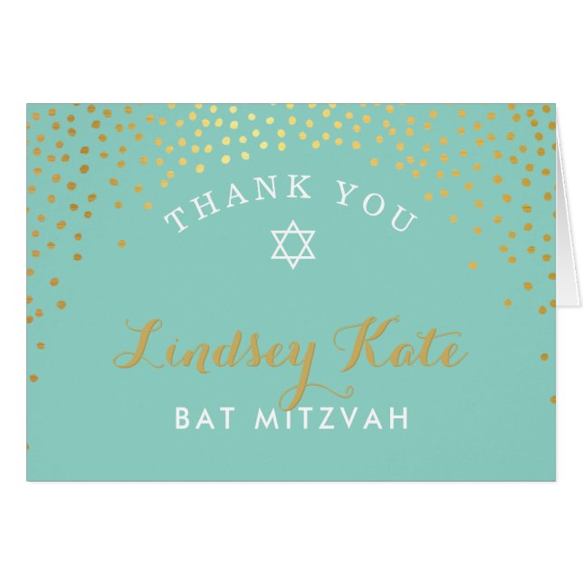 MERCI PLIÉ bat mitzvah confetti MINT (Devant Horizontal)