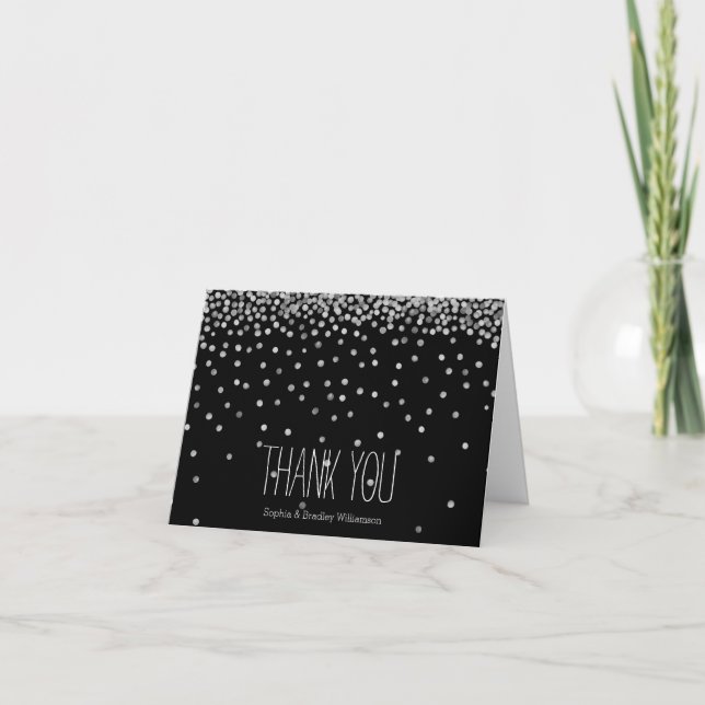 Merci points de confettis argent et noir (Devant)