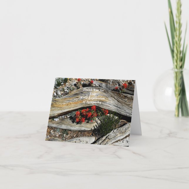 Merci pour Fleurs rouges en sympathie et bois anci (Devant)
