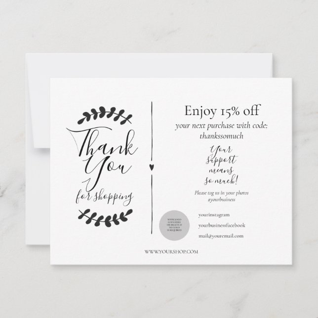 Merci Pour La Carte De Remise Shopping (Devant)