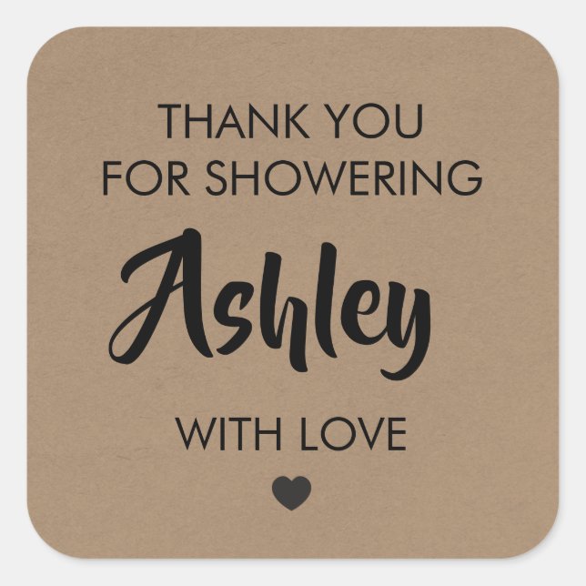 Merci pour la douche avec étiquette cadeau d'amour (Devant)