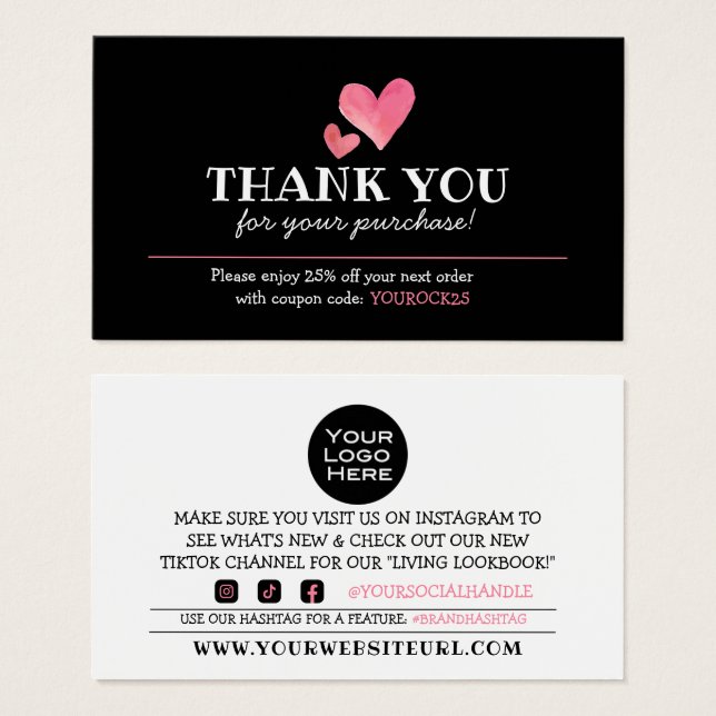 Merci pour l'achat de la réduction client Heart (Devant & derrière)