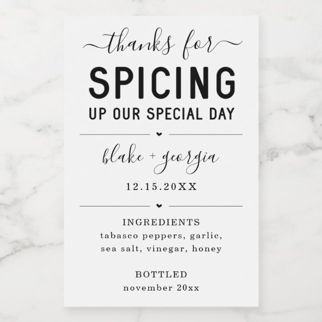 Merci pour le Étiquette spécial de sauce de jour (Étiquettes simples)