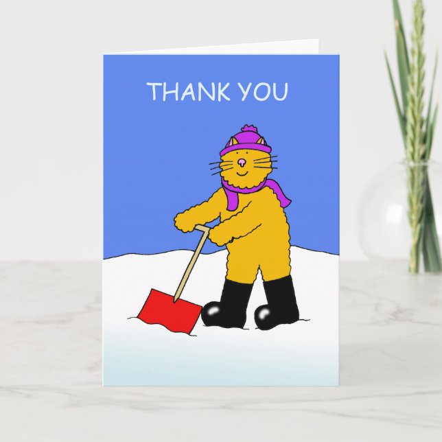 Merci pour le nettoyage du chat caricaturé à neige (Devant)