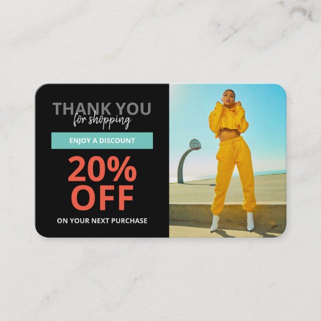 Merci Pour Shopping Loyauté Carte de réduction (Devant)