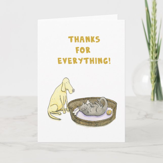 Merci pour tout ! Carte de chien et de chat (Devant)