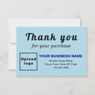 Merci Pour Votre Achat Carte Plat Bleu Clair