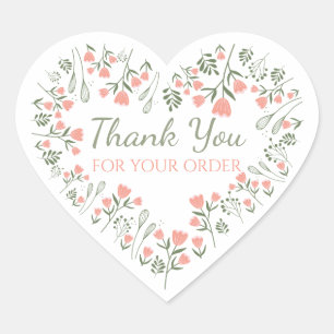 Merci pour votre commande Autocollants Cœur Floral