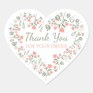 Merci pour votre commande Autocollants Cœur Floral