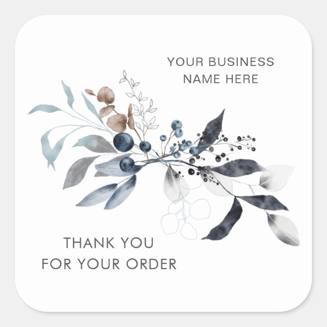 Merci pour votre commande carré floral autocollant (Devant)