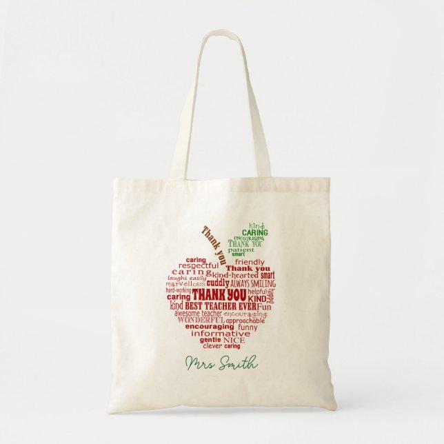 Merci professeur mot art pomme cadeau sac fourre-t (Devant)