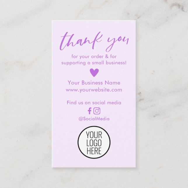 Merci Purple Moderne Pour Vos Cartes De Commandes (Devant)
