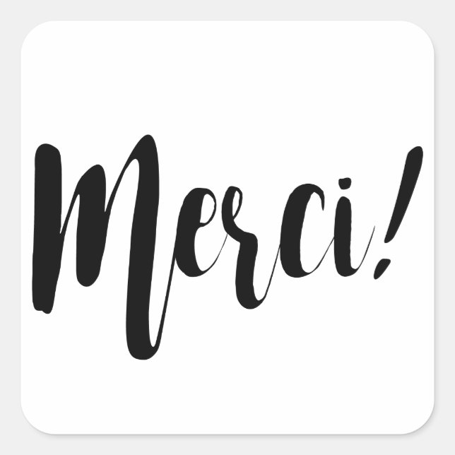 Merci Quadratischer Aufkleber (Vorderseite)