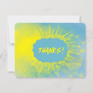 MERCI ! Rayons de soleil à l'aquarelle jaune bleu 