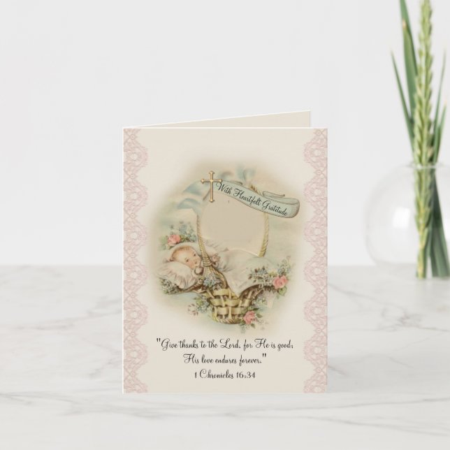 Merci religieux du Baby shower Vintage (Devant)