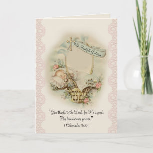 Merci religieux du Baby shower Vintage