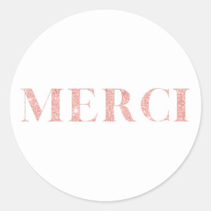 Merci Rose Gold Elegante Vielen Dank Runder Aufkleber