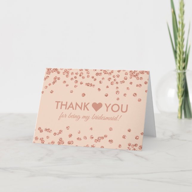 Merci Rose Gold Paillettes Confetti Blush Rose (Devant)