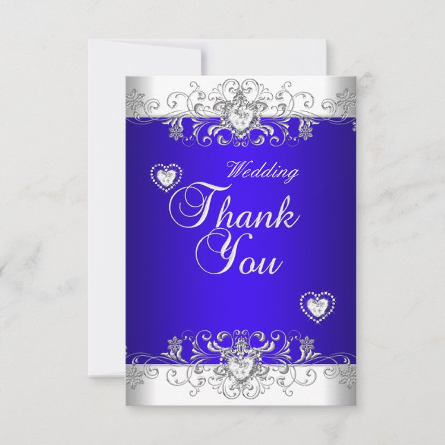Merci Royal bleu Mariage Blanc Diamant Cœurs (Devant)