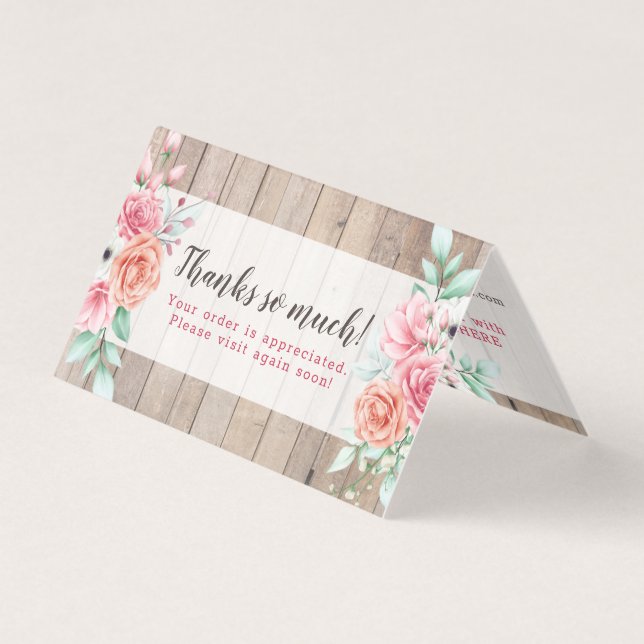 Merci Russe Bois Pays Ferme Rose Carte (Front)