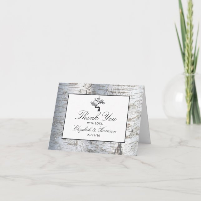 Merci rustique de mariage d'arbre de bouleau (Devant)