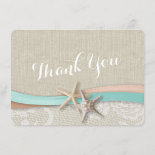 Merci Rustique Starfish et carte plat Ribbon