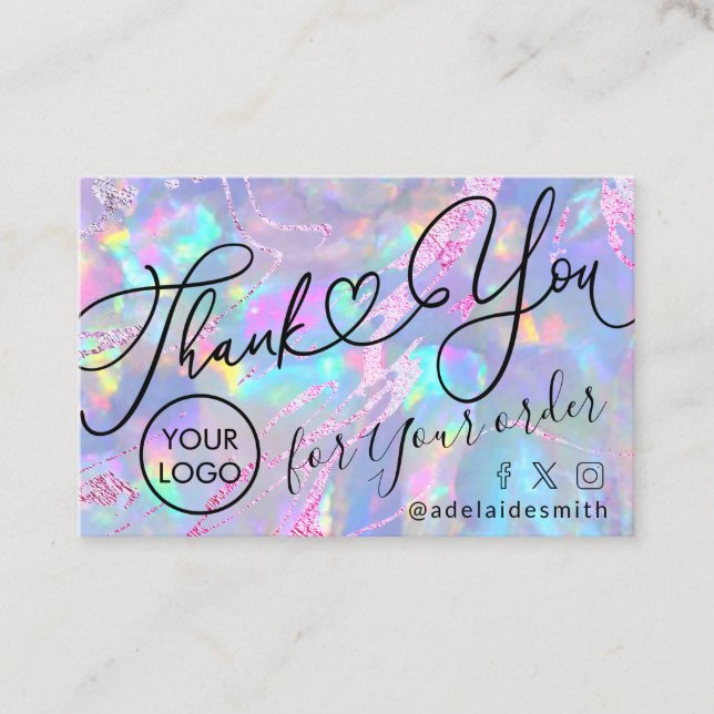 merci script opal texture carte de visite (Devant)