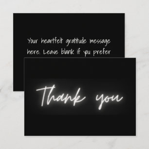 Merci Simple Moderne Écriture Néon Noir et Blanc