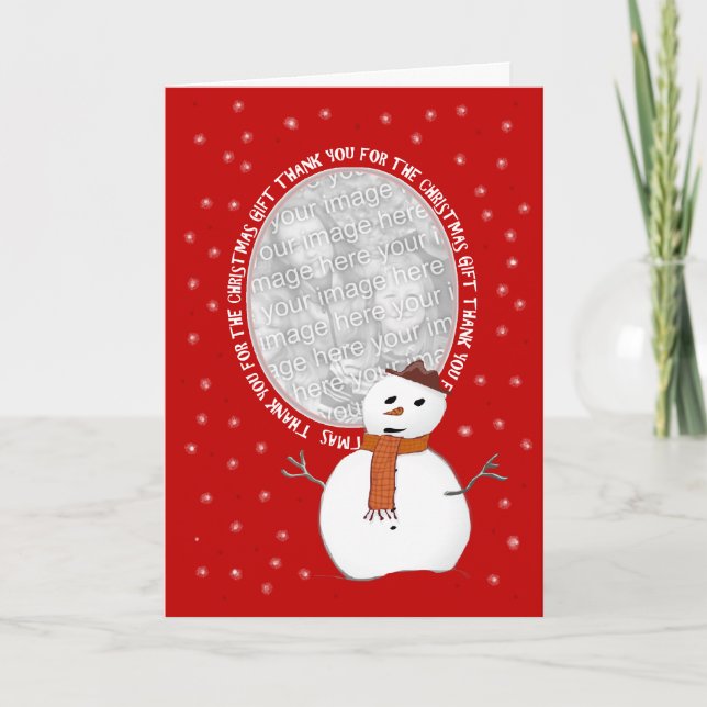 Merci Snowman Pour Le Carte photo Cadeau De Noël (Devant)
