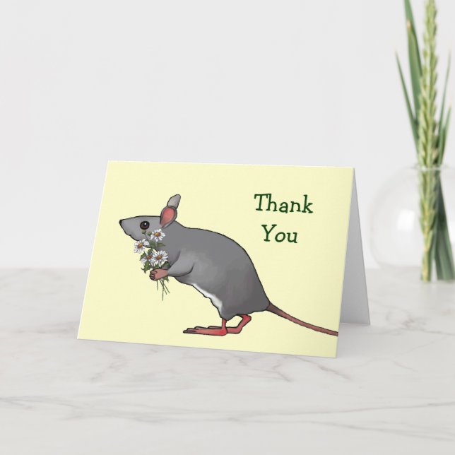 Merci : Souris portant le bouquet de marguerites (Devant)